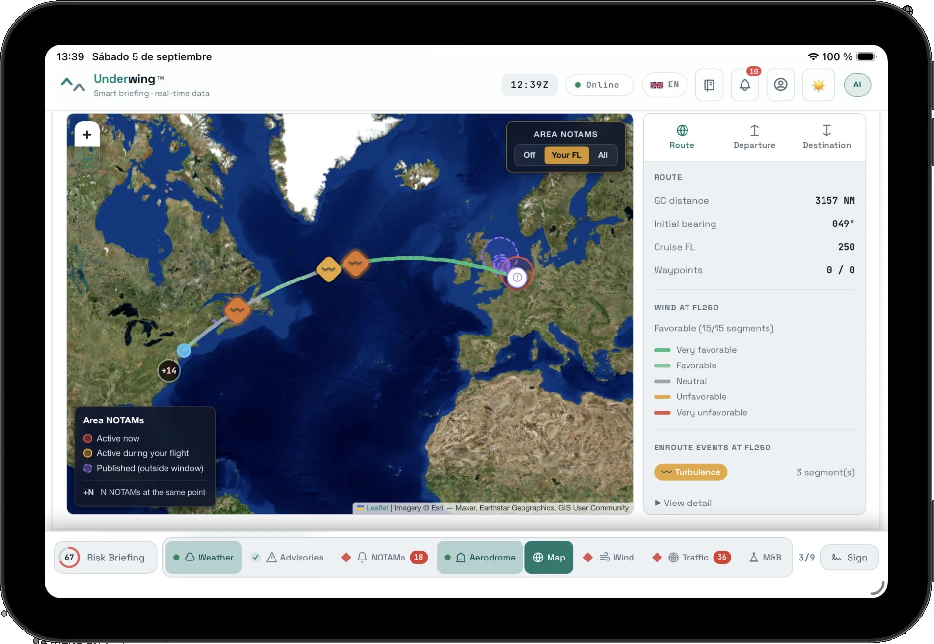 Underwing en iPad — mapa de ruta